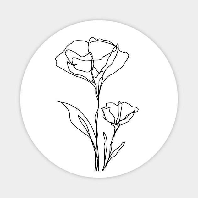 Wildflower Line Art | Botanical Elegant Floral Leaf Design Magnet by RachelFCreative